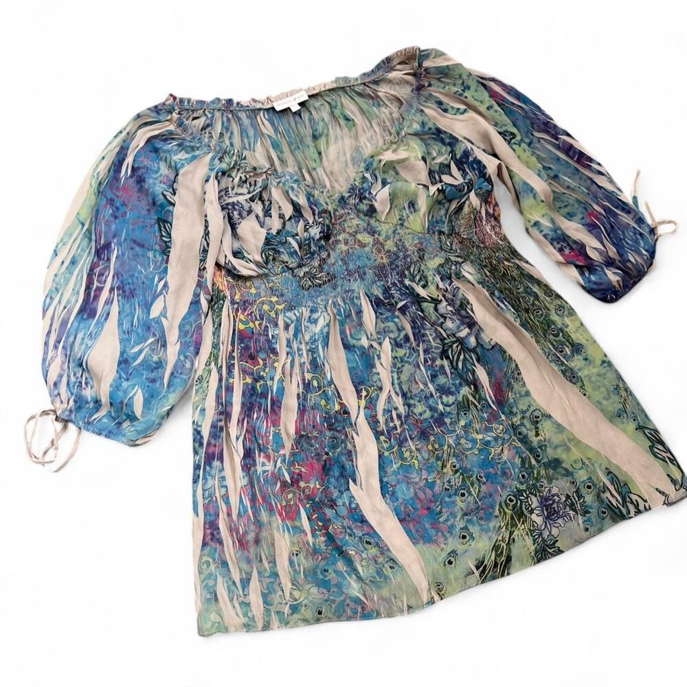 Y2K Fairy Watercolor Whimsical Babydoll Puff Sleeve Top